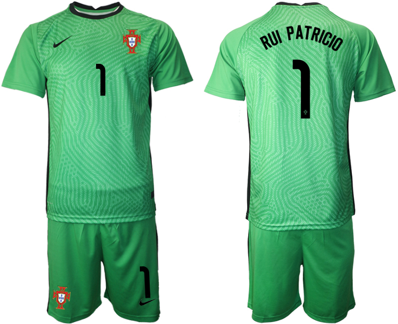 Men 2021 European Cup Portugal green goalkeeper #1 Soccer Jerseys